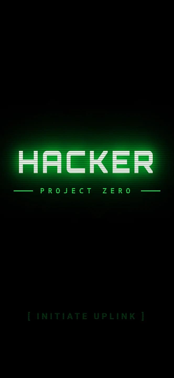 Ekran tytułowy gry Hacker Project Zero w zielonym stylu CRT